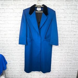 NWOT |•ST. MALO•| Vintage Gorgeous Blue 100% Wool Long Coat Size L-XL
